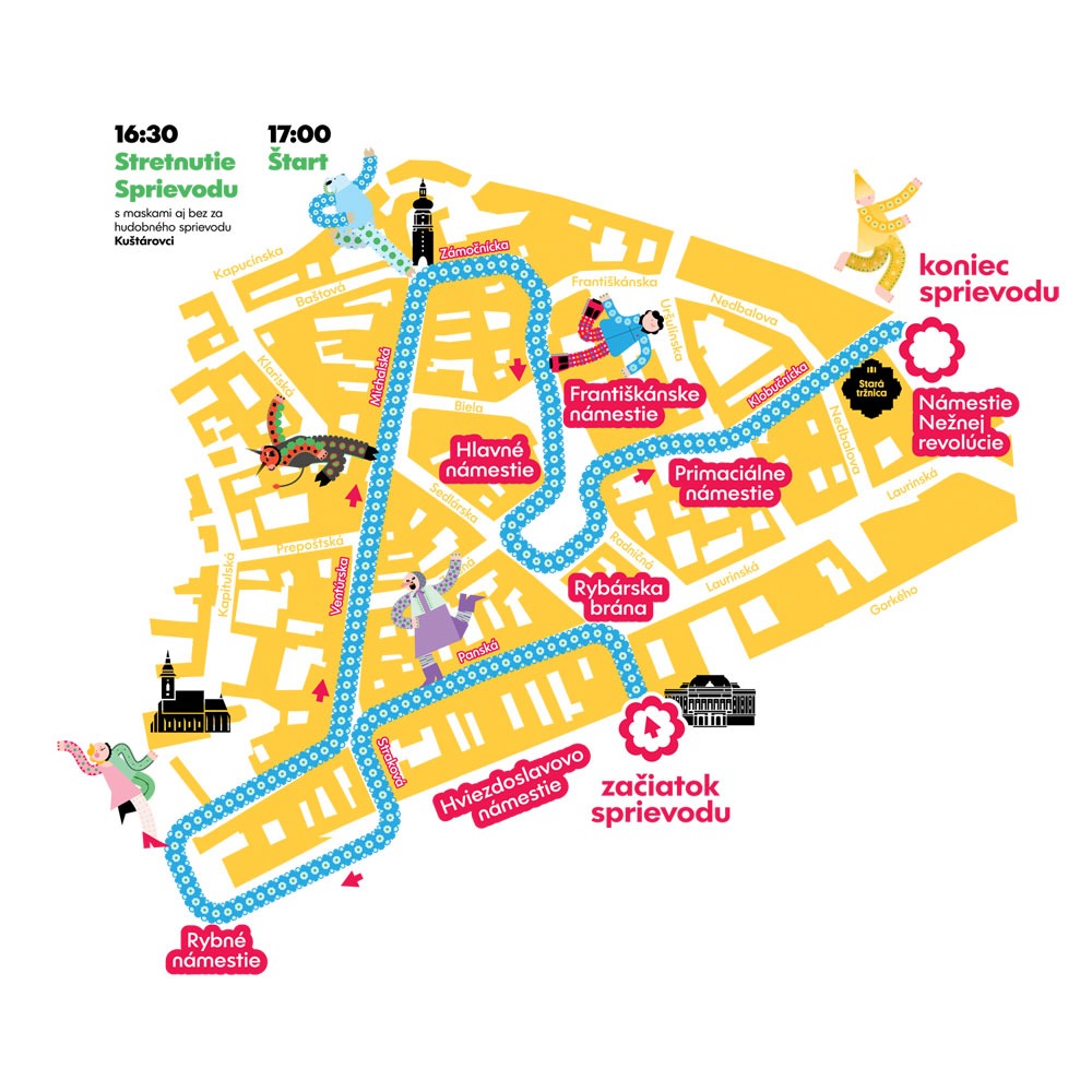 Mapka Veľkého fašiangového sprievodu